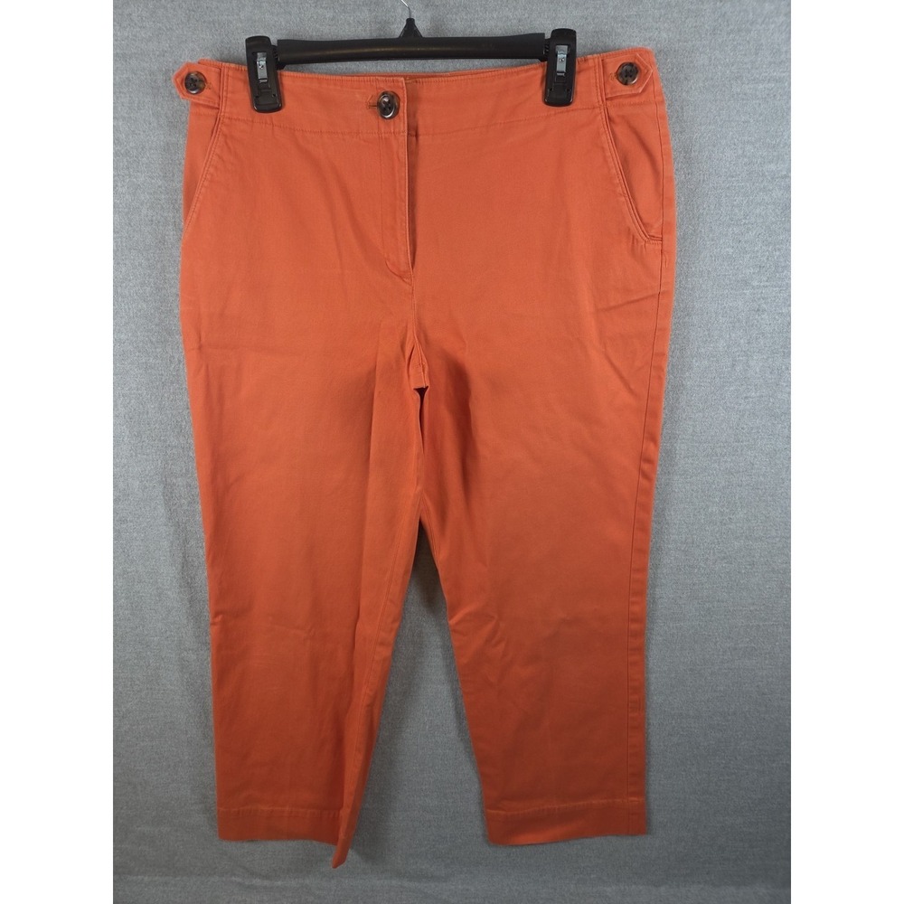 Talbots Crop Chino Pants Size 12 Dark Peach‎ Stretch Active Comfort Preppy